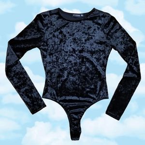 PrettyLittleThing Velvet Long Sleeve Bodysuit